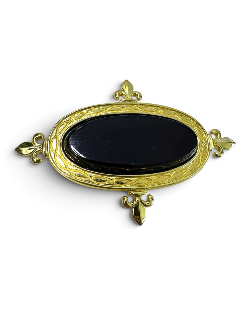 Vintage Monet Midnight Teal Cabochon Brooch